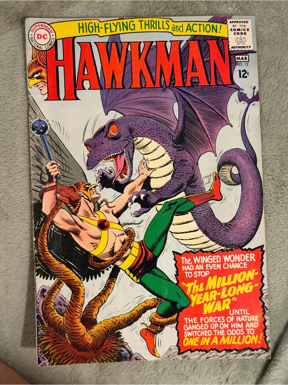 VTG 60s DC Comics HawkMan #12 a Silver Age Comic Book March 1966